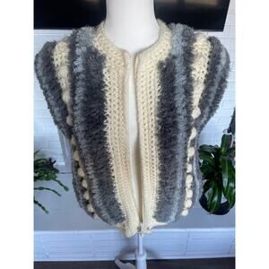 Expressly For Joyce Vintage 1970's Knit Shag Full Zip Up Vest Med EUC